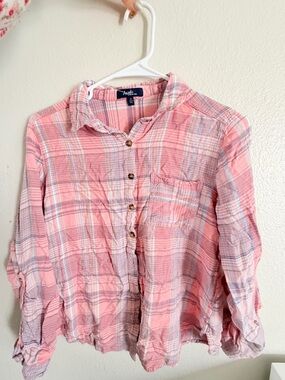 Angels Pink Plaid Button-Down Shirt
